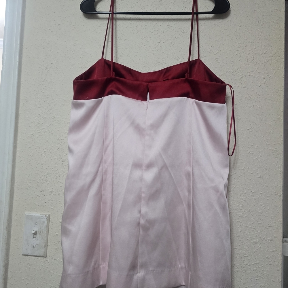 Free People Pink Mini Slip Dress with Red Satin Trim - Picture 4 of 9